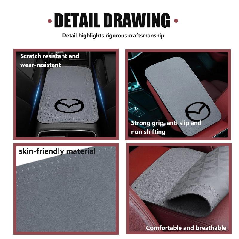 Car Armrest Box Pad Suede Auto Armrest Mat Car Accessories For Mazda Axela Speed 6 CX3 CX4 CX5 CX7 CX8 CX9 MS Demio