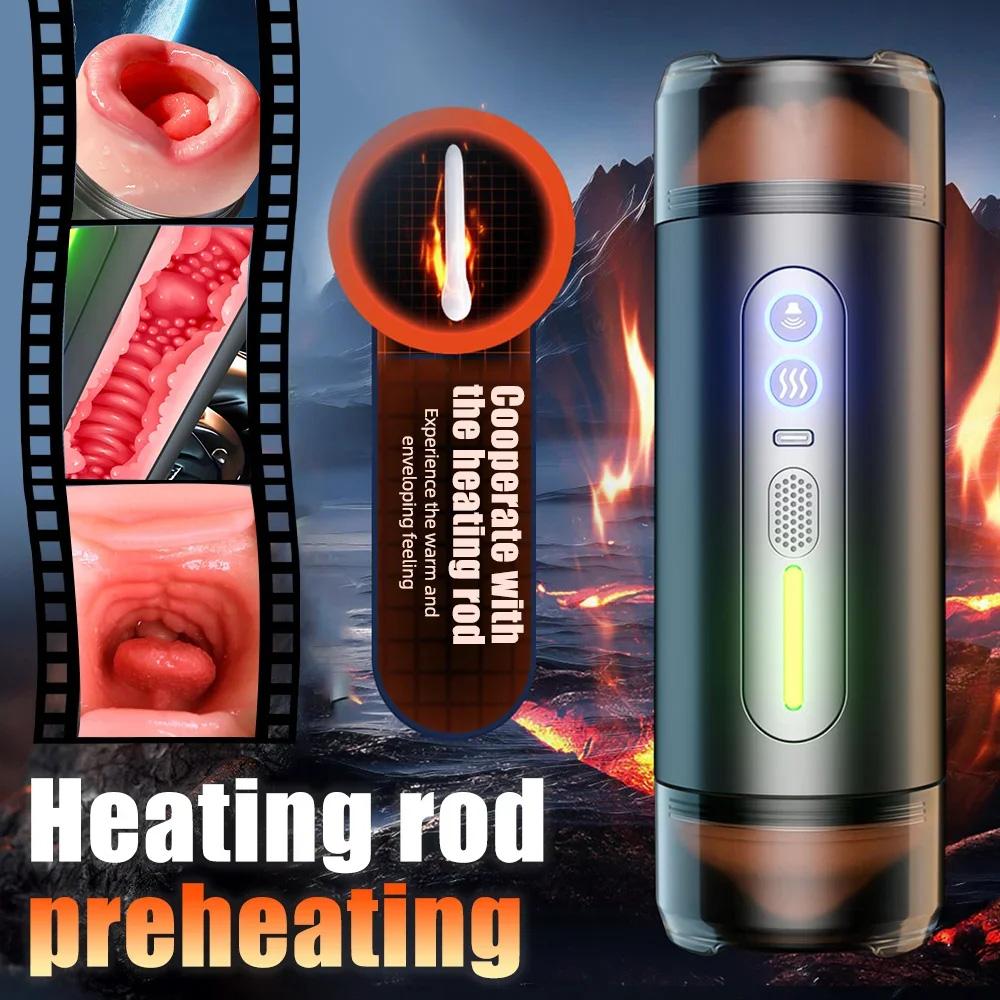 Male Masturbator Cup with Realistic Pocket Pussy & Intelligent Voice Male Masturbato Portable Vagina Stimulator Sex Toy for Men