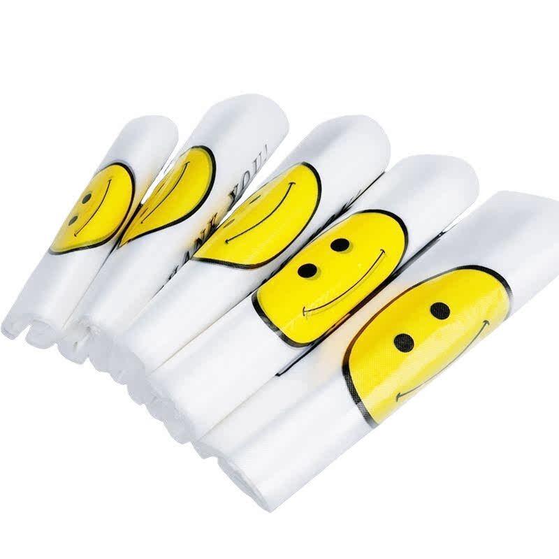 Smile Face Transparent Vest-Style Plastic Bags, 100 Count