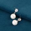 S925 Sterling Silver French Luxury Pearl Earrings: Elegant Rhinestone-Inlaid Shell Pearl Studs for Women