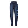 Ladies Embroidered With High Elasticity Straight Barrel And Tight Legs Jean