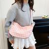 Casual Plaid Shoulder Bags for Women Lightweight Simple Ladies Crossbody Bag Purse Embroidered Deisgn Female Hobos Phe Handbag