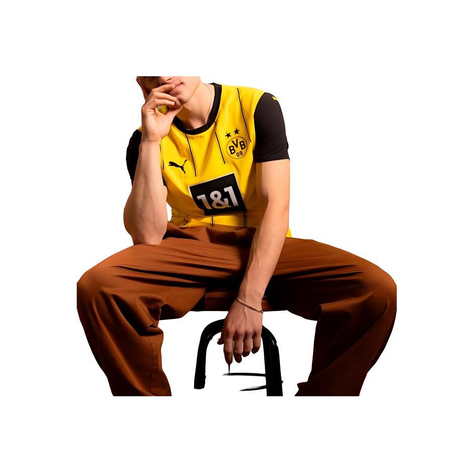 Puma Borussia Dortmund 24-25 Season Football Series SS24 Comfortable Crew Neck Short Sleeve T-Shirt Men Tops Yellow 774945-01