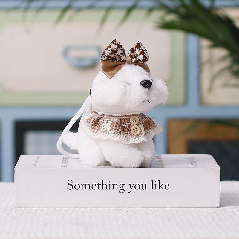 Plush Teddy Dog Keychain With Cartoon Dress For Bag Decoration And Collectible Gift