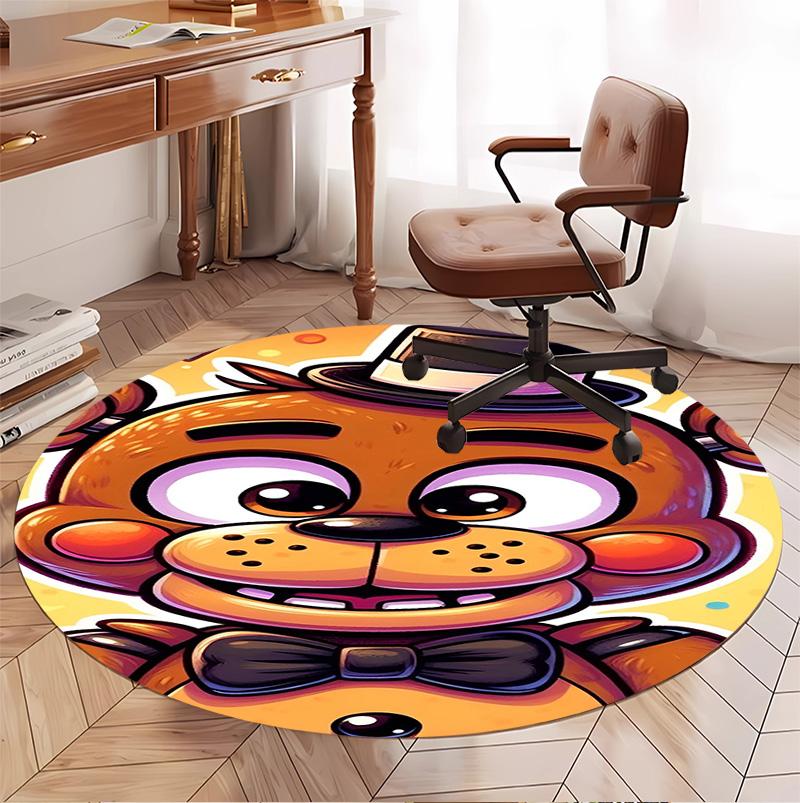 Five Nights at Freddy's Pattern Round Rug, Indoor/Outdoor Mat, for Picnic, Gameroom, Bedroom, Office, Living Room, Home Decor Carpet, Birthday Gift