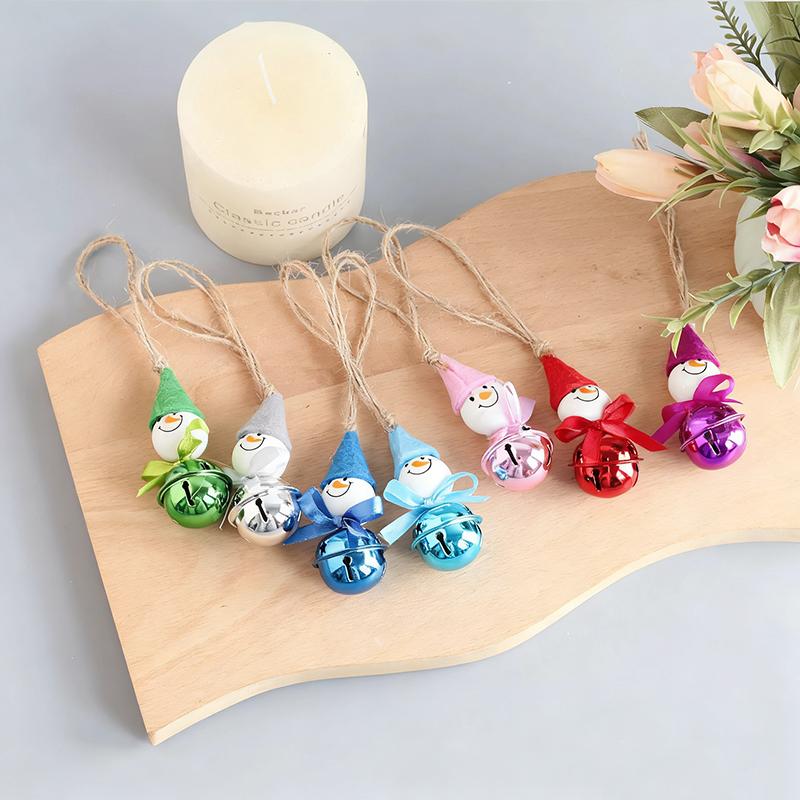 WTEMPO Christmas Bow Snowman Shaped Design Christmas Tree Bell Hanging Pendants Home Decor Ornaments Gift Boxes Decor Bells Wedding Birthday Party
