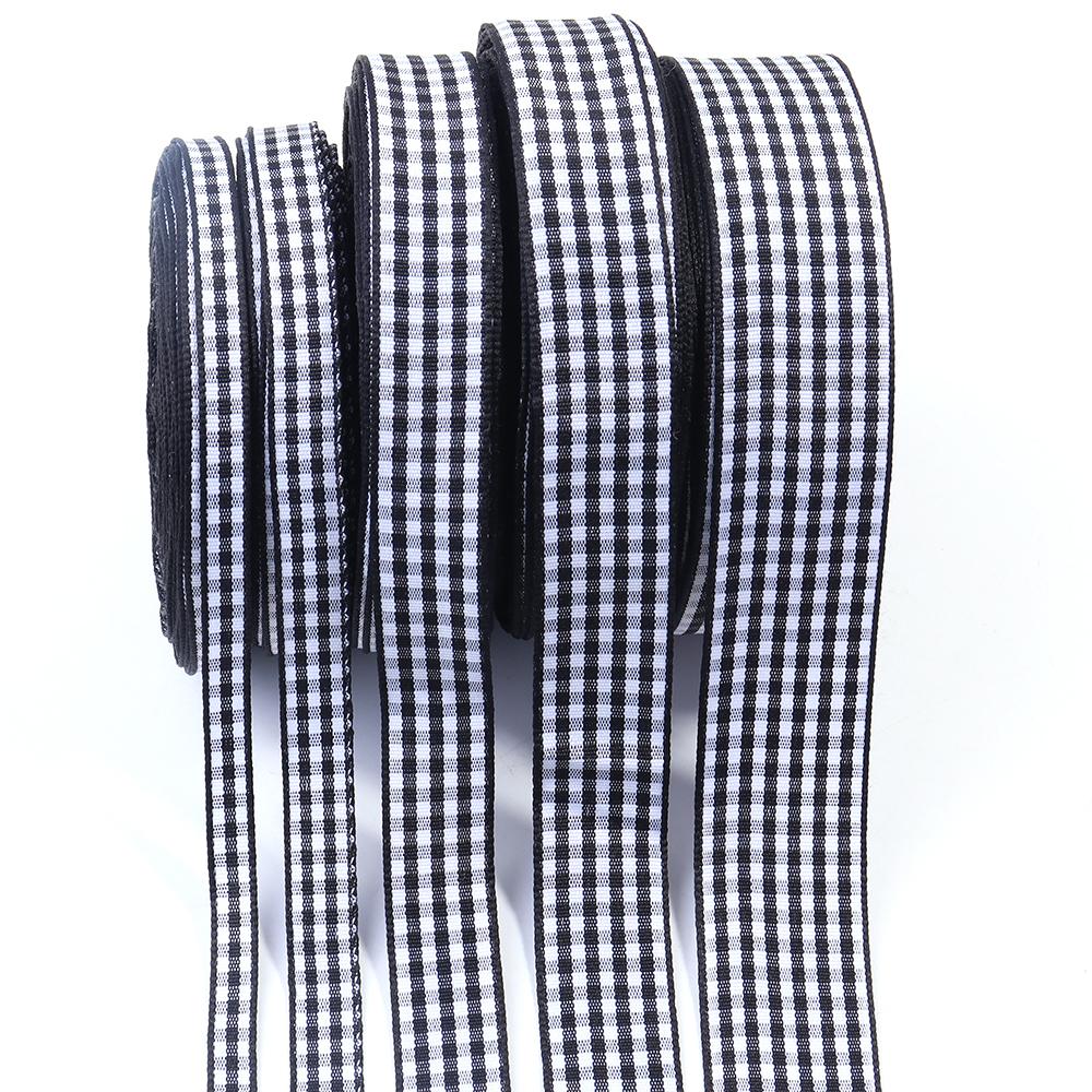 10Yards/roll Lattice Plaid Ribbons Polyester DIY Handmade Bow Ribbon for Sewing Fabric Wedding Decoration Gift Flower Wrapping