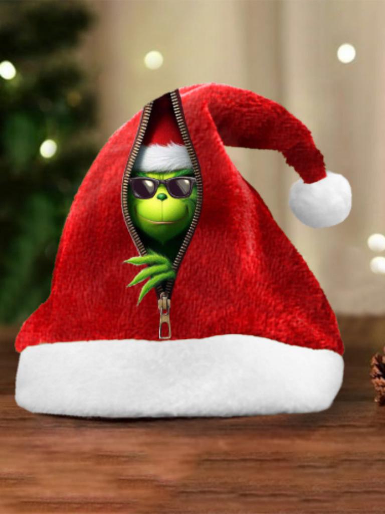 Grinch Christmas Hat With Thick Fleece For Winter Holiday Celebrations