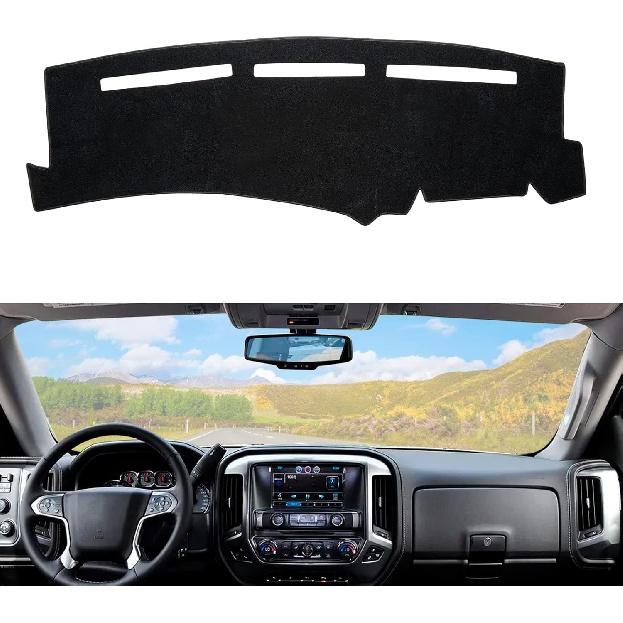 Dashboard Dash Cover Mat Carpet Compatible With 99-06 Chevy Silverado GMC Sierra,00-06 Chevy Suburban Tahoe GMC Yukon/XL,01-06 Chevy Avalanche(Black)