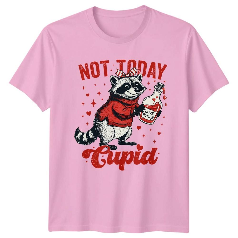 Not Today Cupid Unisexs TShirt Anti Valentines Raccoon Valentines Day