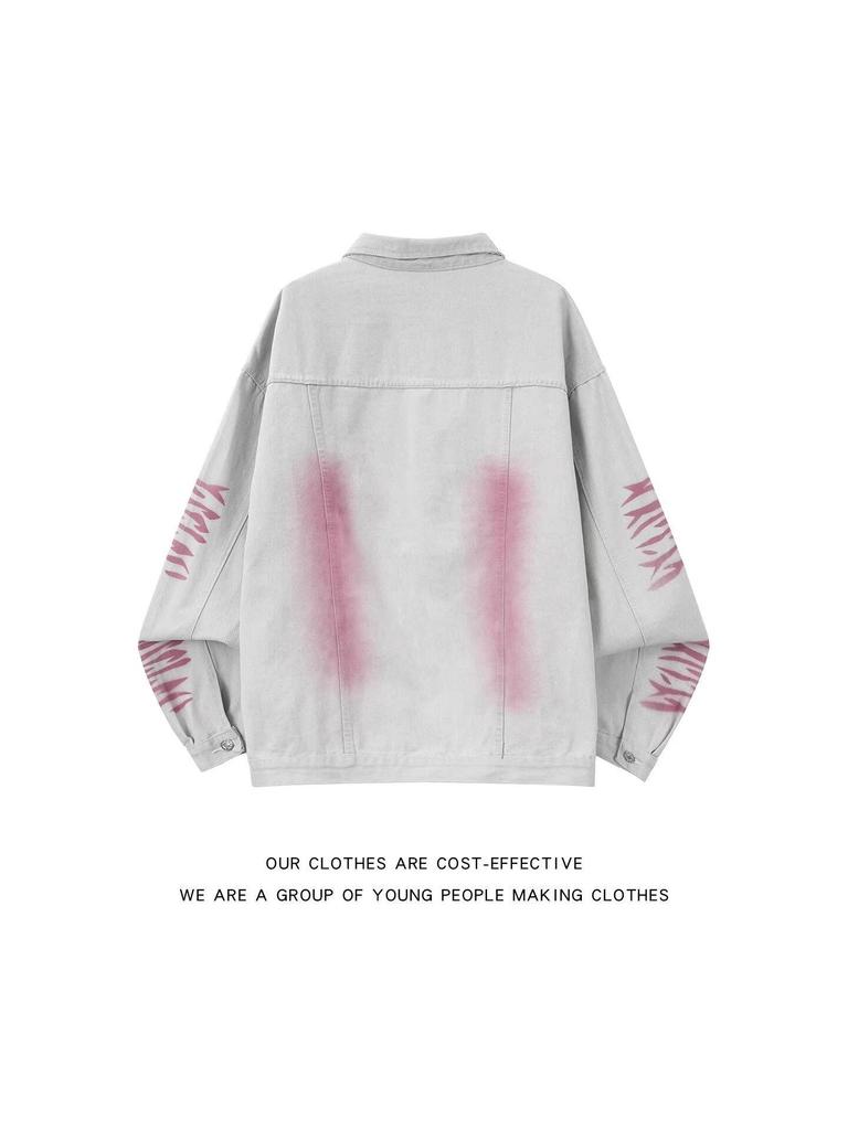 Retro Hong Kong-stil Herr Casual Arbetskläder Jacka - Långärmad, Lös Passform, Trendigt Ytterplagg