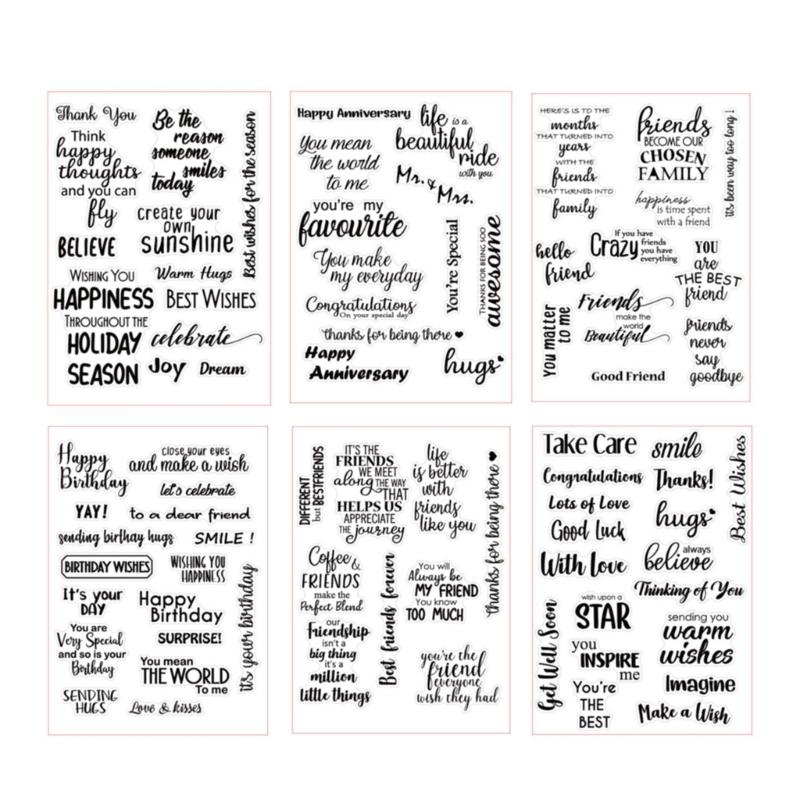 Greeting Words Clear Silicone Stamp Blessing Words Silicone Stamp for Card Making Scrapbooking Photo Album Journal 1