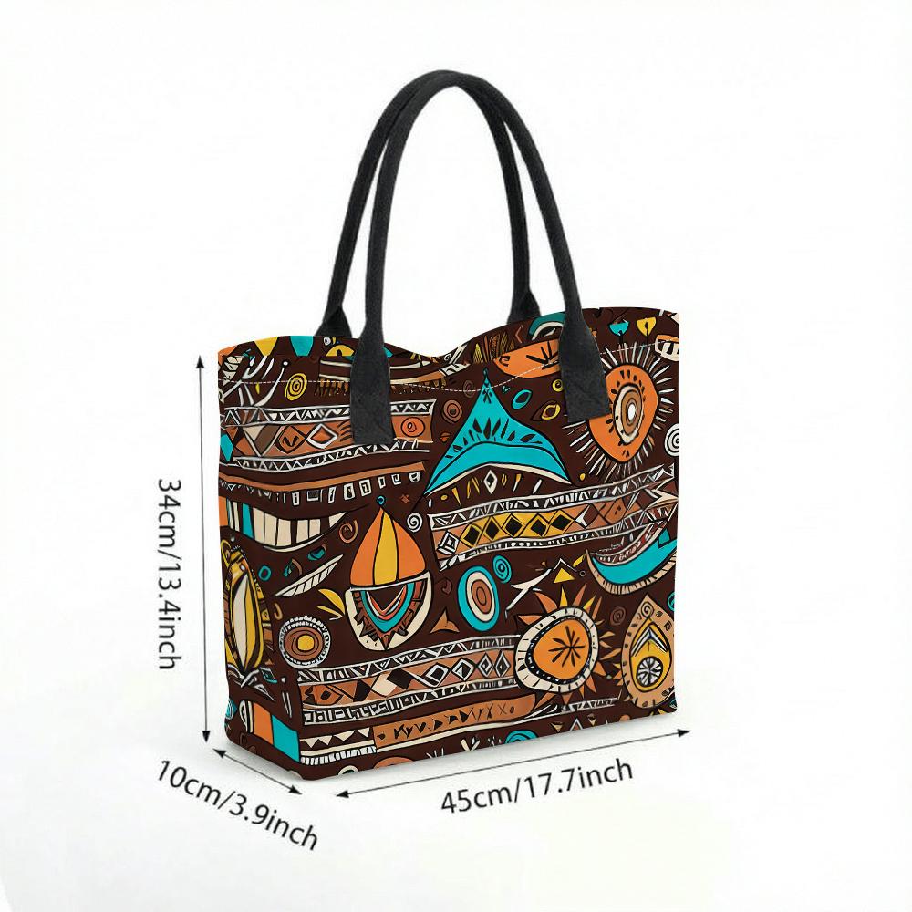 Boho Ethnic Pattern Tote Bag Large Capacity Casual Shoulder Bag for Travel Shopping Daily Use