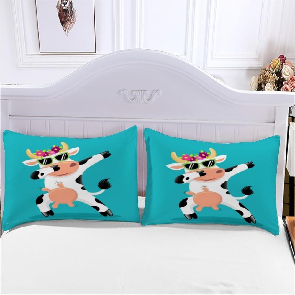 Cartoon Cow for Children duvet cover   Microfibre  duvet cover  room decoration  adult bedding Set   Zip and 2 Pillowcases