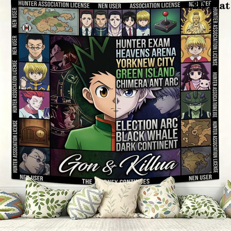 Hunter X Hunter Wall Tapestry Aesthetic Wall Hanging Printed Fabric Blanket Decorative Tapestries For Bedroom Living Room Home Decor