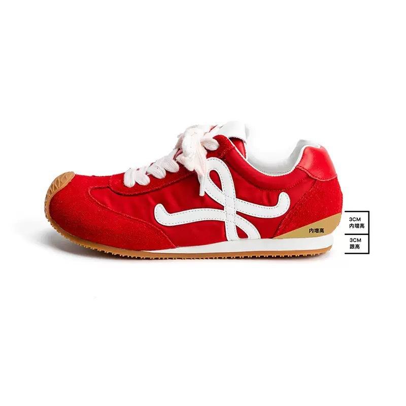 Cowhide version~ Su Yinyin has the same ugly and cute asymmetrical big toe head lace-up casual sports style Forrest Gump training shoes for women
