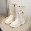 Girls Mid-calf Boots Princess Style Big Bows Kids Long Boots Round Toes  Autumn  Children  Boots Side Zipper