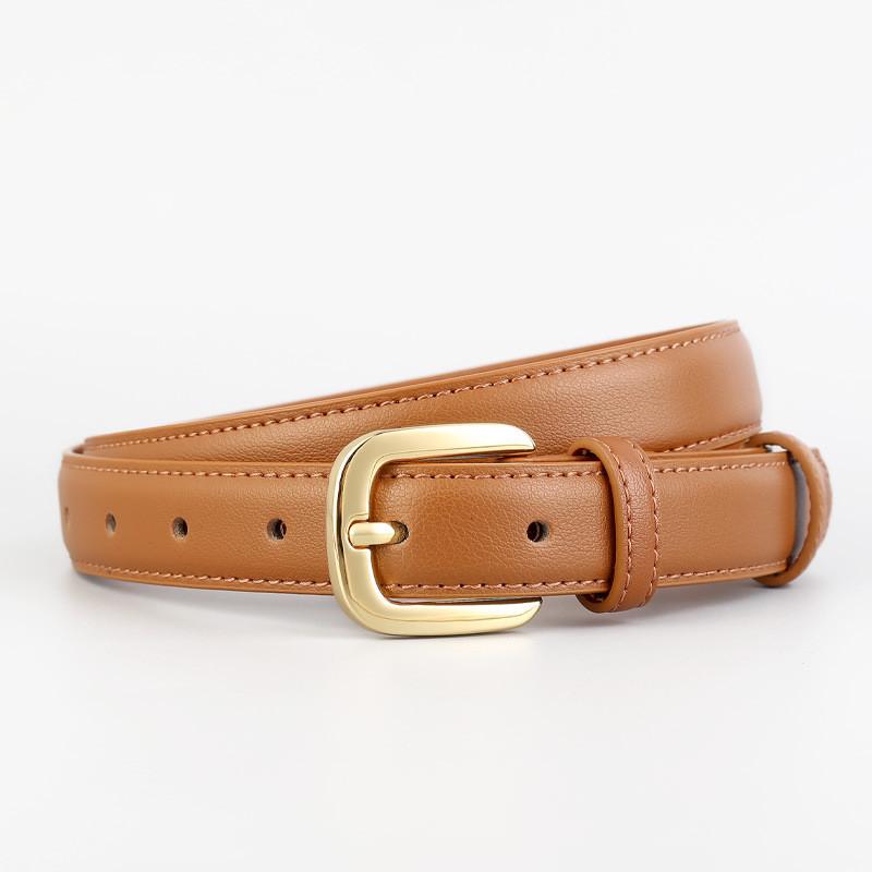 Leather Belt For Women With Alloy Buckle And Twolayer For Casual And Office Wear