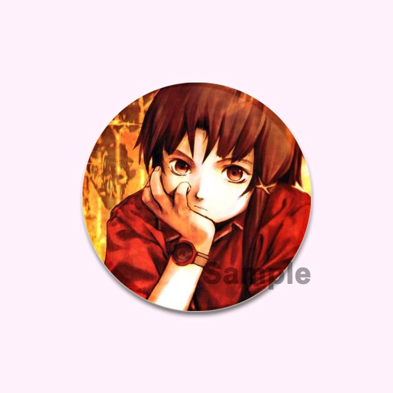 Anime Serial Experiments Lain 32/44/58mm Simple Button Pin Snap In Design Cartoon Brooches Daily Stylish Ornament Handmade Badge
