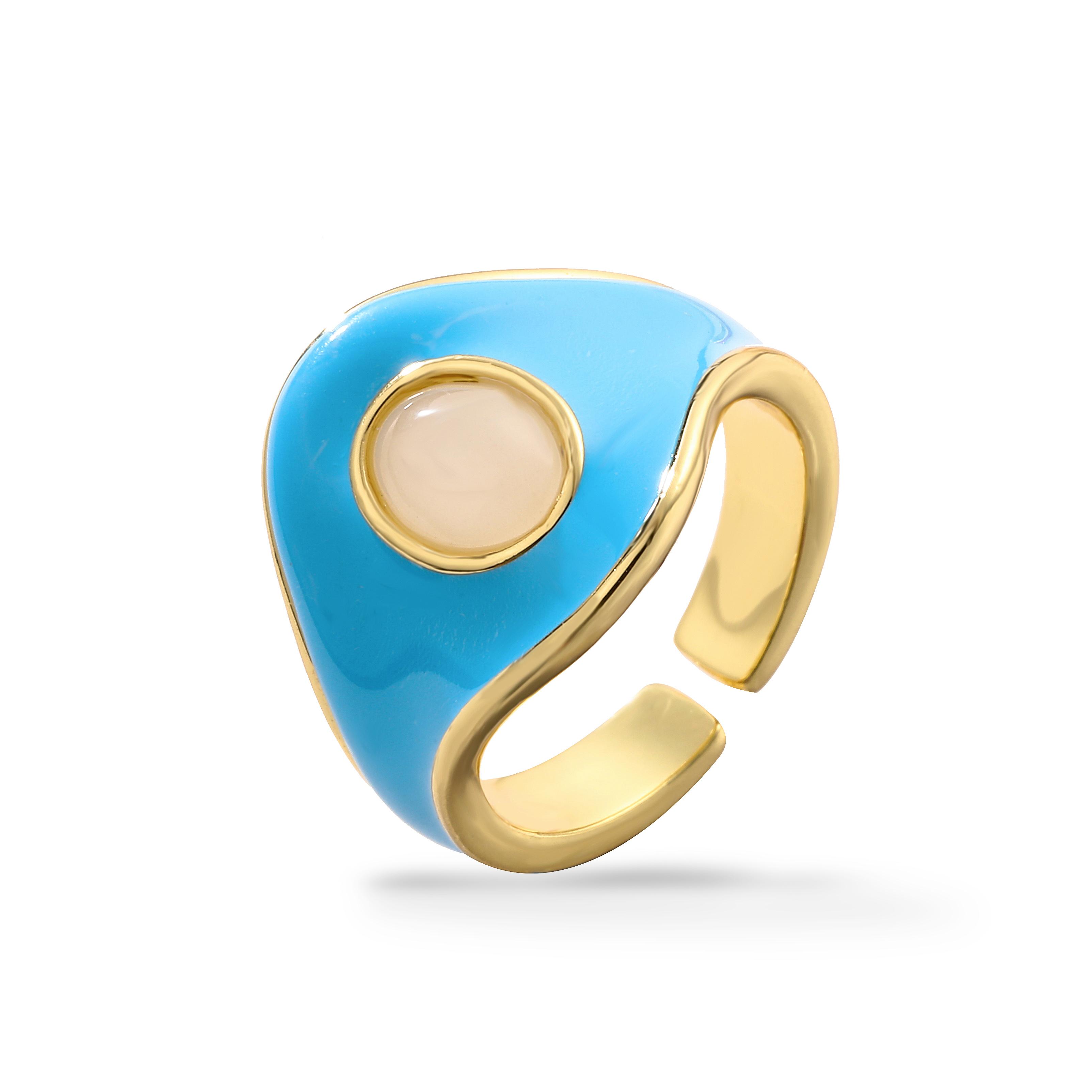 

HECHENG,Enamel Round Rings For Women Punk Style Copper Cubic Zirconia Finger Opening Ring Fashion Accessories resizable