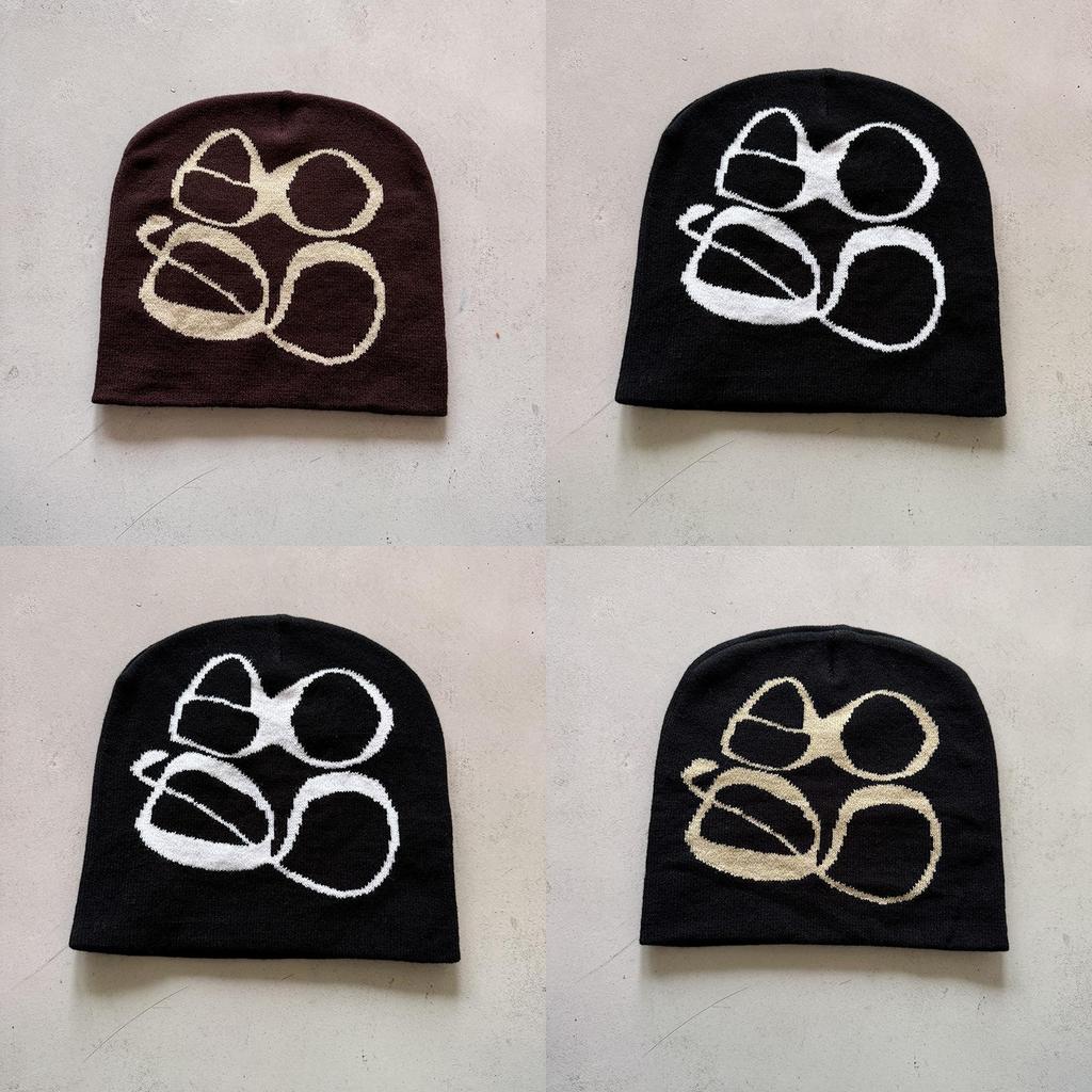 Fall Winter Knit Hat With Letter Embroidery In Acrylic For Casual Streetwear