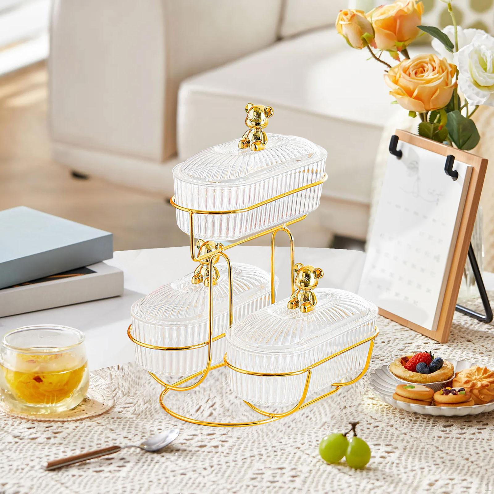 

Appetizer Platter, Dried Fruit Storage Tray, Nut Organizer, Serving Tray for Restaurants Clear with Bear