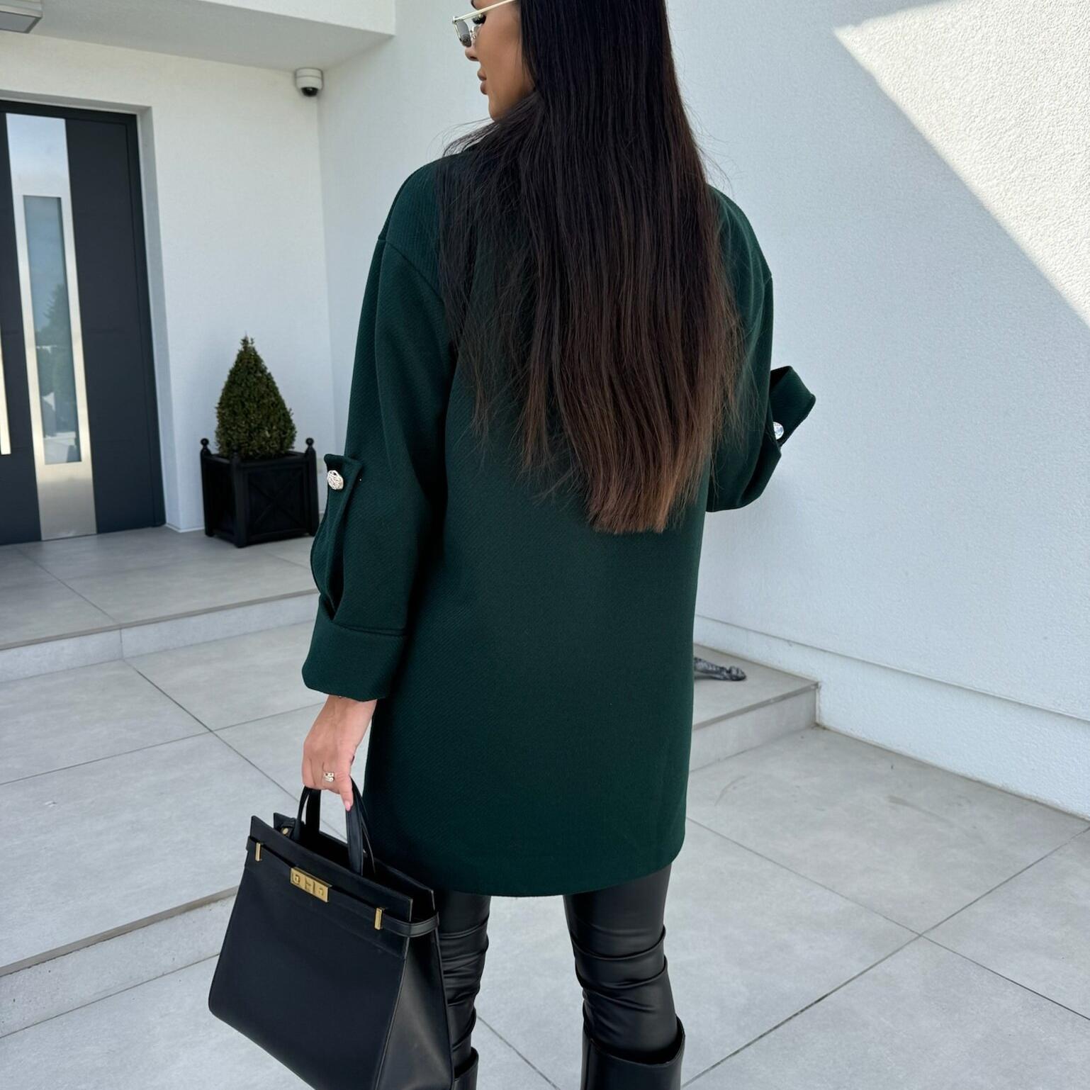 Новое европейское и американское однотонное шерстяное пальто с воротником в форме буквы — фото 10