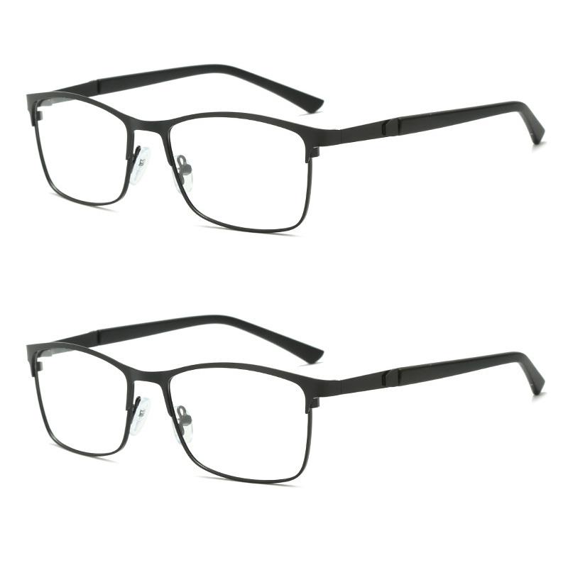 2PCS Color Changing Anti Blue Light Glasses Square Metal Sunglasses Women Men Luxury Sun Glasses Business Male Female Glasses
