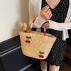 New Woven Women's Bag Handmade Grass Woven Handbag Fashion Embroidery Versatile Shoulder Bag Beach Bag KTB