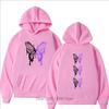 Women Butterfly Pattern Hoodie Fashion Sports Long Sleeve Pullover Autumn Winter Fleece O-Neck Vintage Sweatshirts