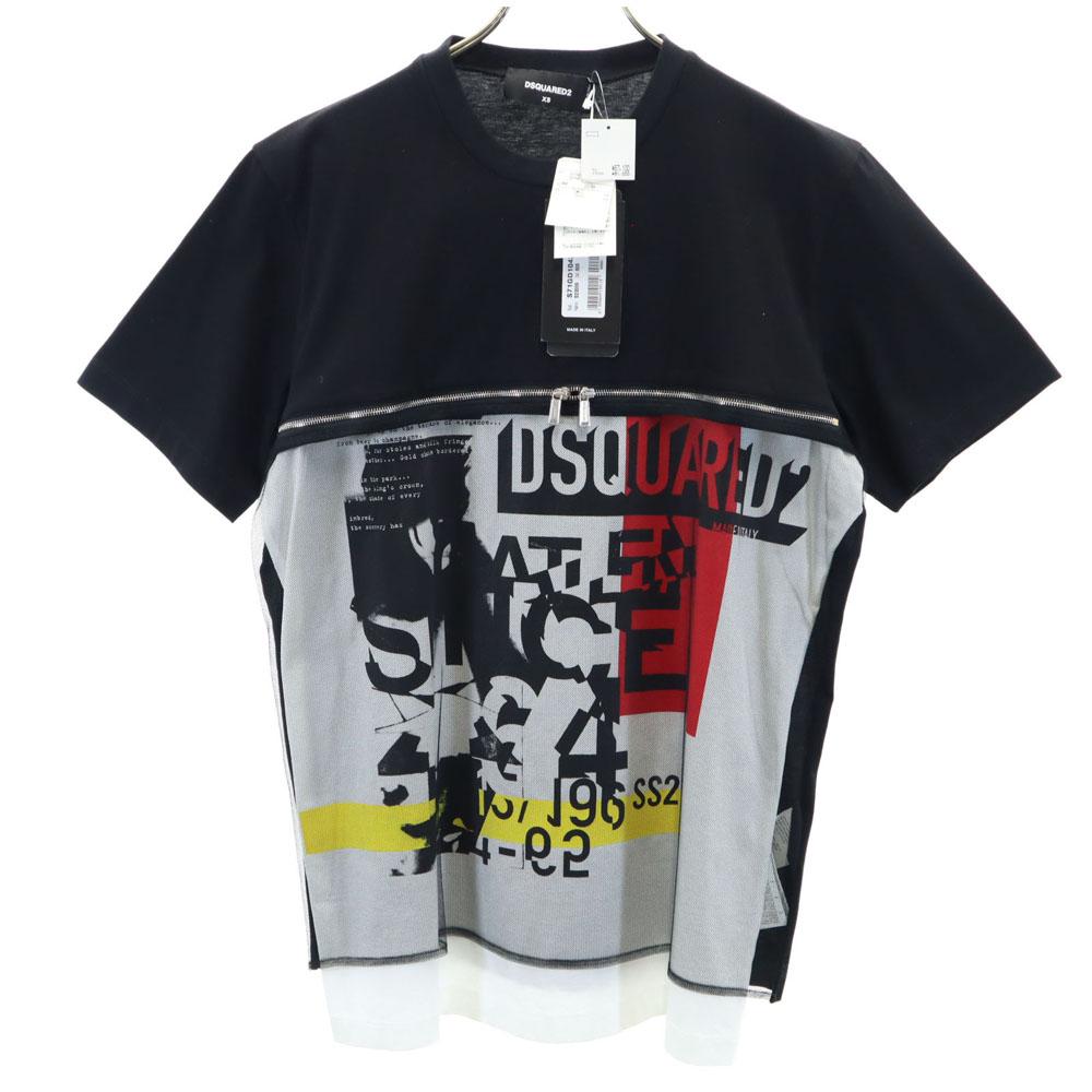 Unused DSQUARED2 Made In Italy Short Sleeve Mesh Layered T-shirt XS Black Men's Used