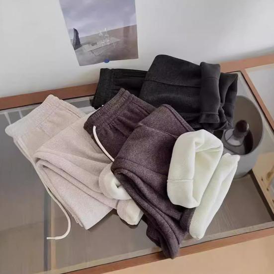 Dambyxor Raka Vida Ben Dragsko Elastisk Midja Lediga Byxor med Fickor Enfärgad