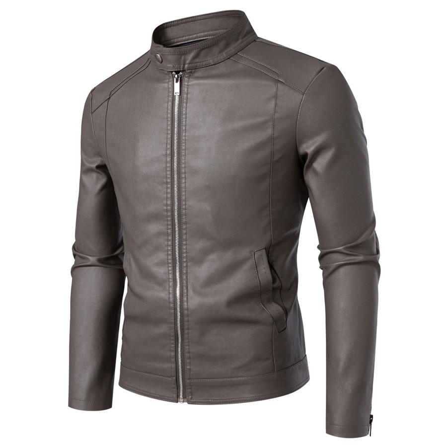 Men's Stand Collar PU Leather Motorcycle Jacket - Spring/Autumn Style
