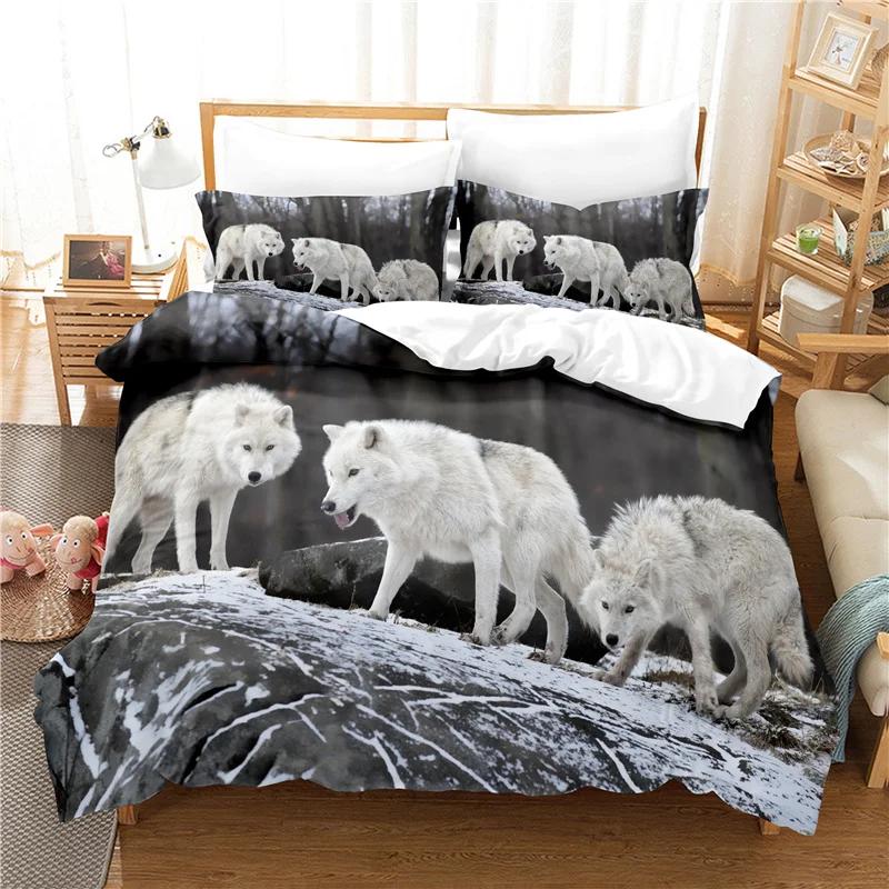 3D Print Wolf Dekbedovertrek 200x200 Duvet Cover Set Home Bedding Sets European American Style Animals Bed Linens Cover Twin