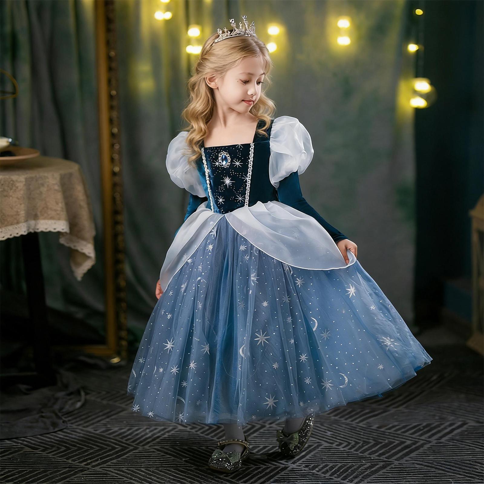 

Child s Long Sleeve Puff Windproof Sheath Dress 150 синій