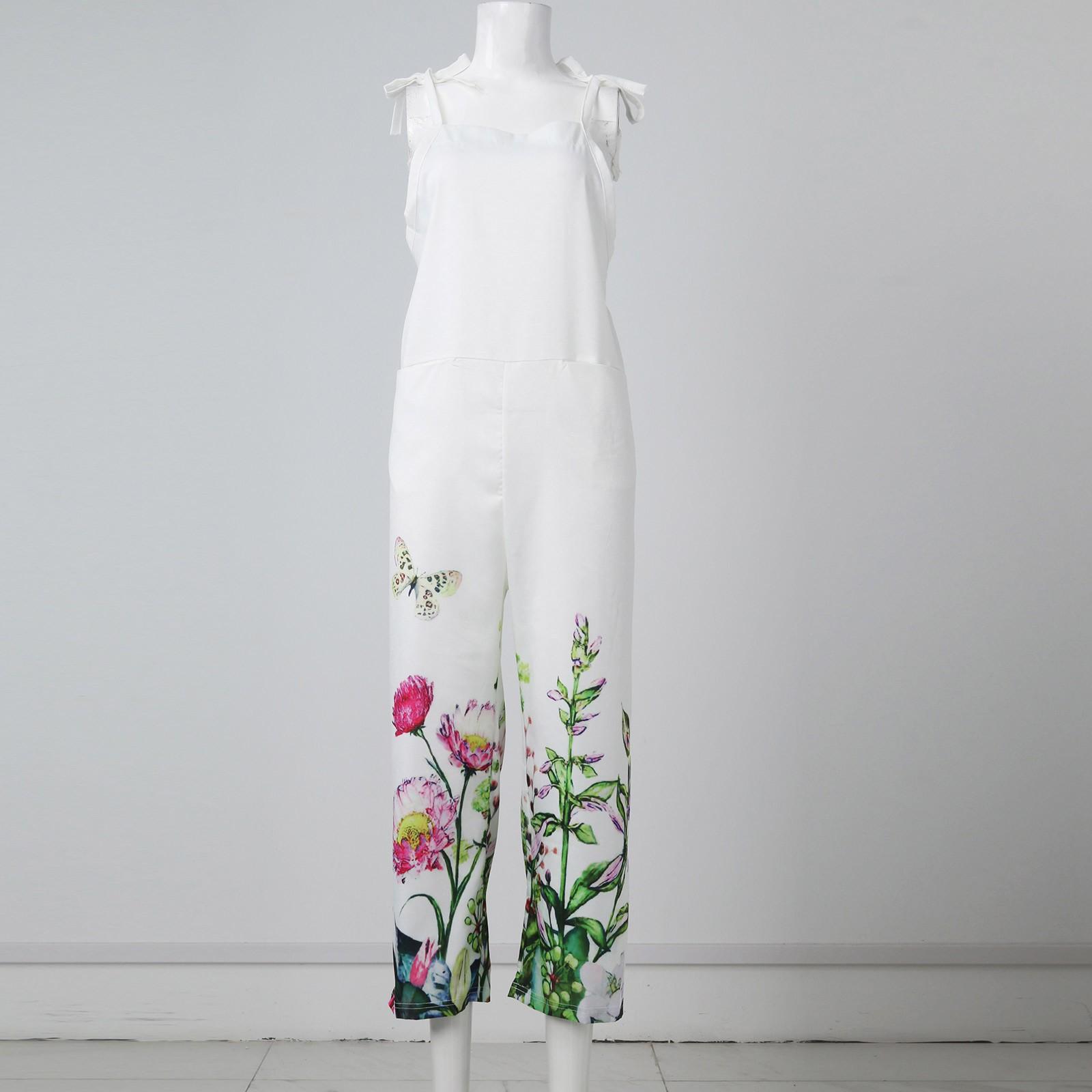 

Женский модный летний милый свободный повседневный комбинезон с принтом в стиле ретро и ремешками XL белый