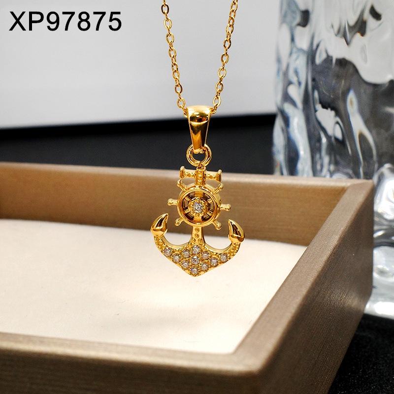 Women's Retro Stainless Steel Ship Wheel & Compass Pendant Necklace