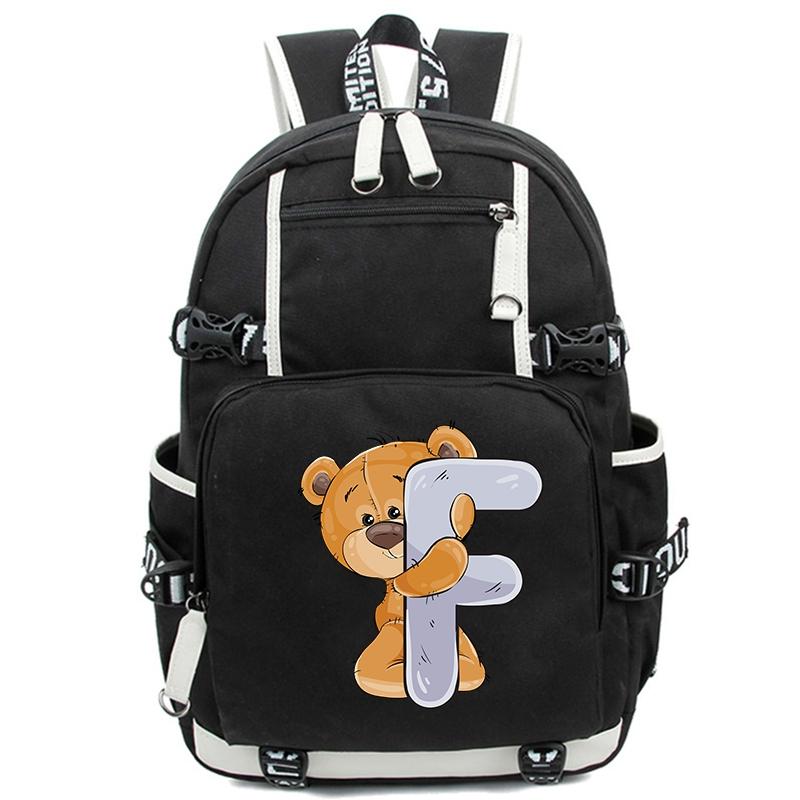 Little Bear 26 Englische Buchstaben Student Junge Mädchen Schulranzen Rucksack Kinder Teenager Cartoon Bagpack Wasserdichte Schultasche
