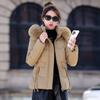 Annual removable hat cotton clothes women's short winter thickened large fur collar slim cotton-padded clothes foreign style jacket