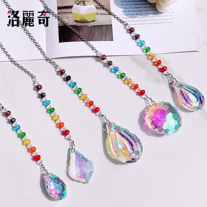1Pc Colorful Crystal Sun Catcher Rainbow Maker with Hanging Chain for Home Decoration Thanksgiving Theme