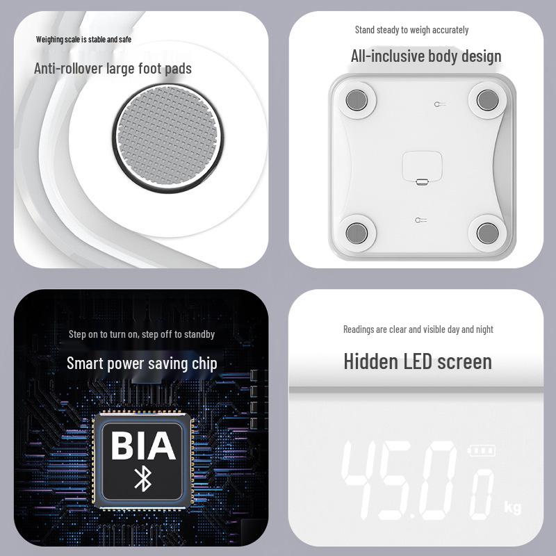 Smart Bluetooth Body Fat Scale – Electronic Health & Weight Scale with Rechargeable Battery