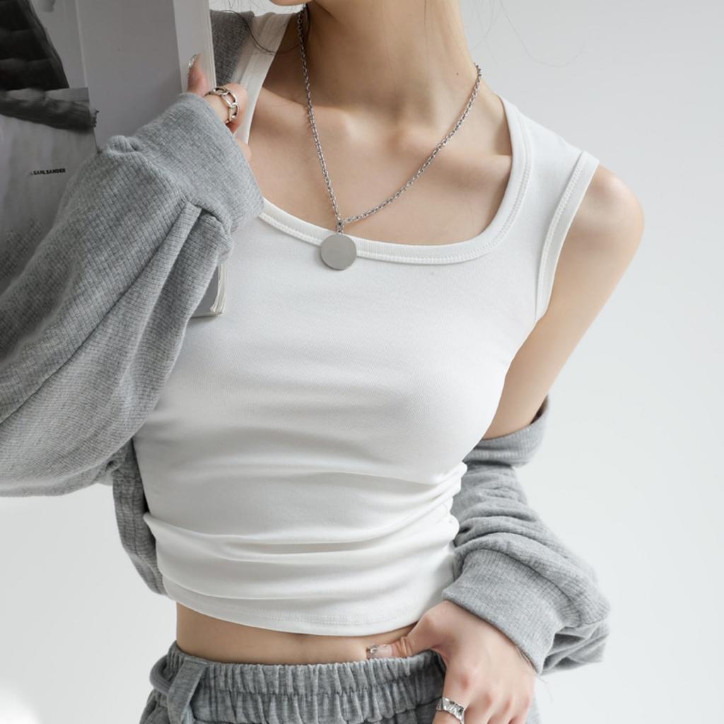 Square Neck  Knit Tank Top Cotton Crop Tops Women Summer Camis Solid Color Yoga Camisole Fashion SportsTube Female Sleeveless Cropped Y2K Girl Clothes