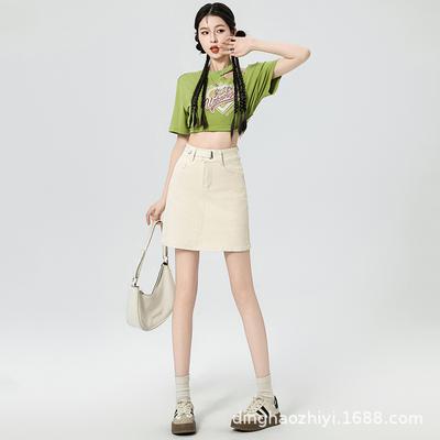 Denim Skirt for Women In Summer New High-waisted Slim Hot Girl Anti-exposure Small A-line Hip Short Skirt