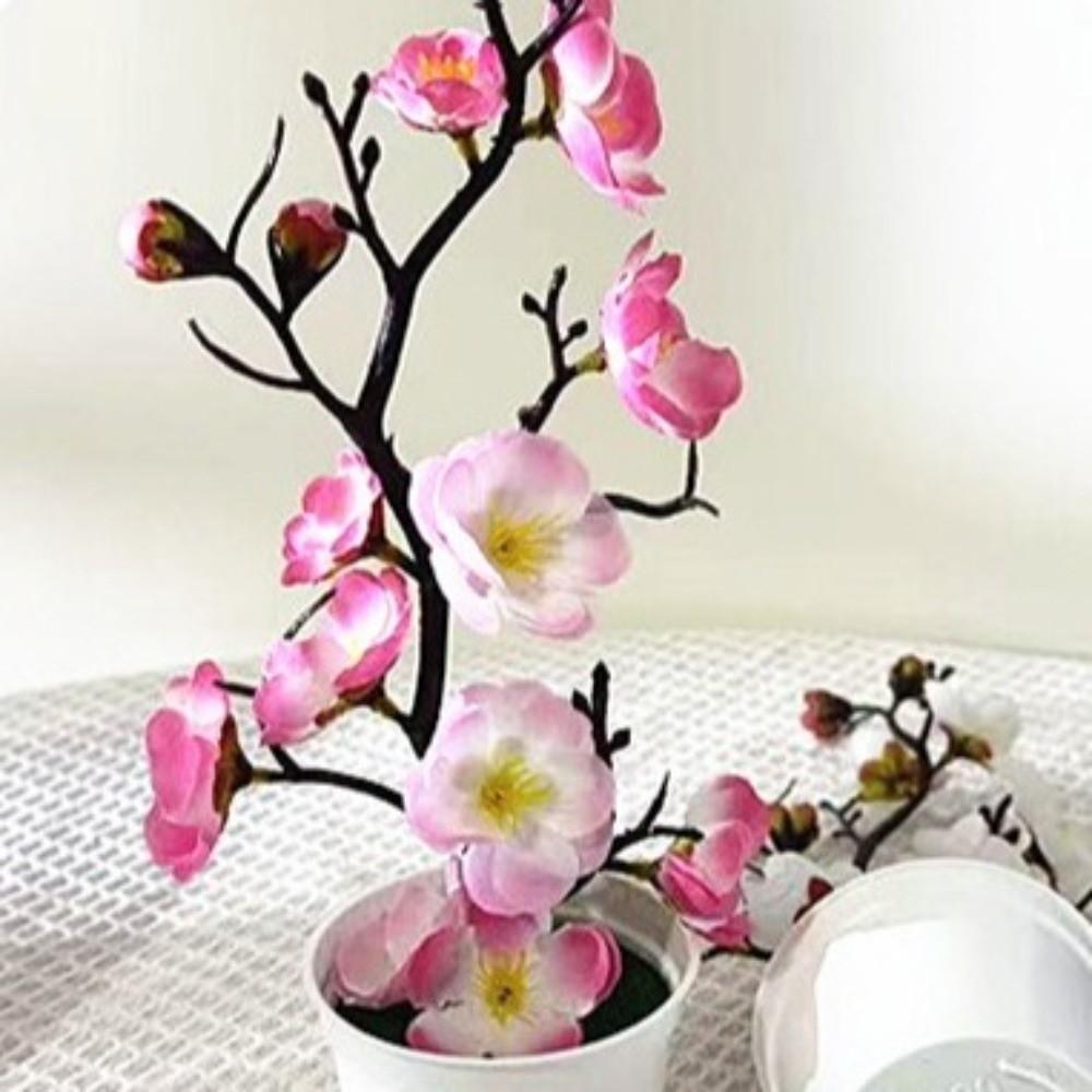New Year Sweet Artificial Plum Flowers Bright Color Bonsai Simulation Blossom Home Decoration Potted Plum Flower Bonsai