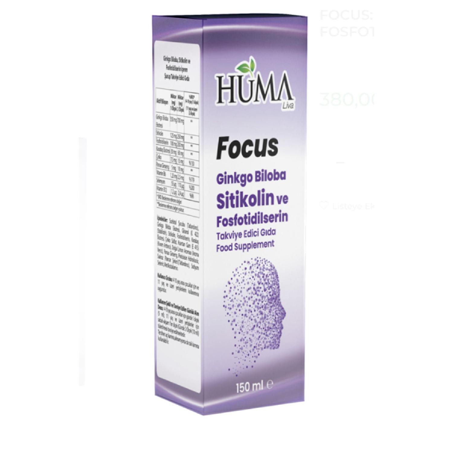 

Huma Liva Focus: Ginkgo Giloba, Stikolin And Phosphotydillserin 150ml