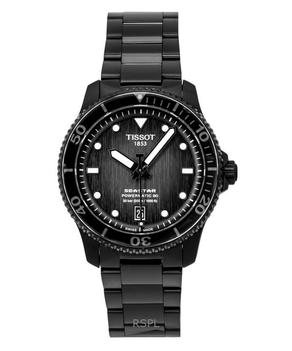 

Tissot Seastar 1000 Нержавеющая сталь Серый и черный циферблат Автоматические Дайверские T120.807.33.051.00 300M Мужские часы чёрный