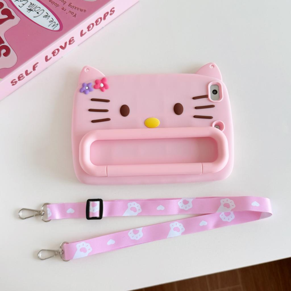 3D Cartoon Flower Cat Holder Tablet Case For Samsung Galaxy Tab A7 Lite 8.7 A9 A11 Plus 11 T290 T295 A 8.0in Soft Silicone Cover For iPad Pro Air
