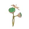 Green Rhinestone Dragonfly Lotus Pod Brooch Temperament Personalized Brooch High-End Fashion Autumn And Winter Coat Coat