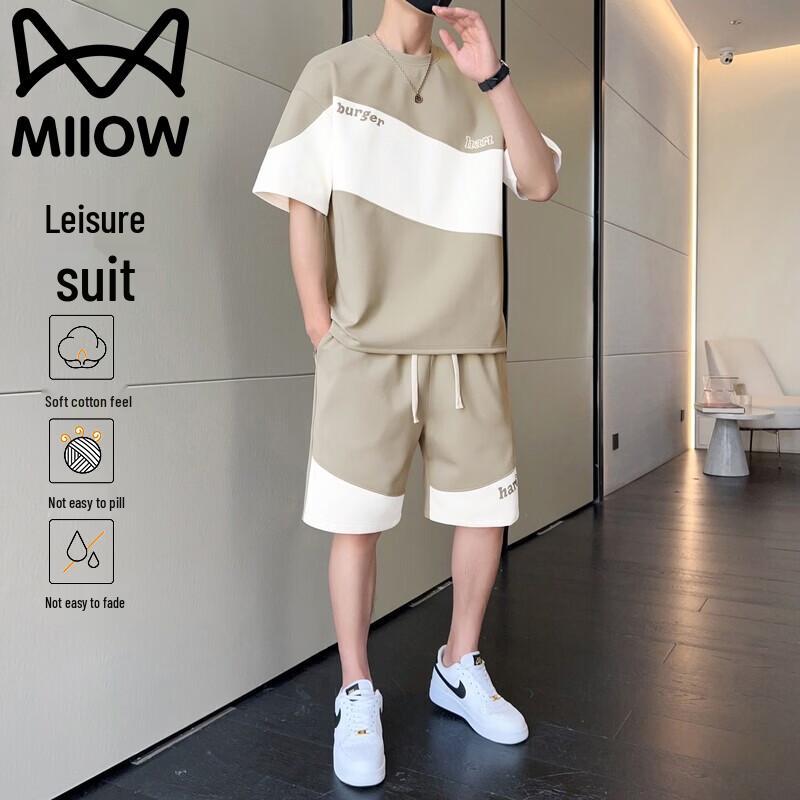 MiiOW Men s Summer Casual T-shirt & Shorts Set 2XL