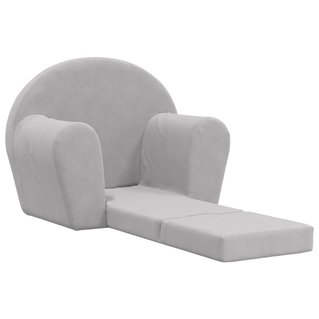 vidaXL Children's Sofa Bed Light Grey Soft Plush